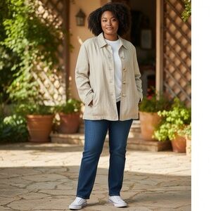 431 - VINTAGE CLEO CREAM BLAZER - 54% LINEN